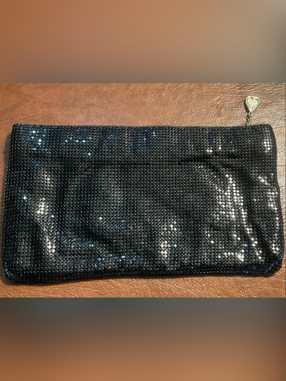 Whiting & Davis Vintage Black Chainmail Clutch Purse Sleek Evening Bag Like New